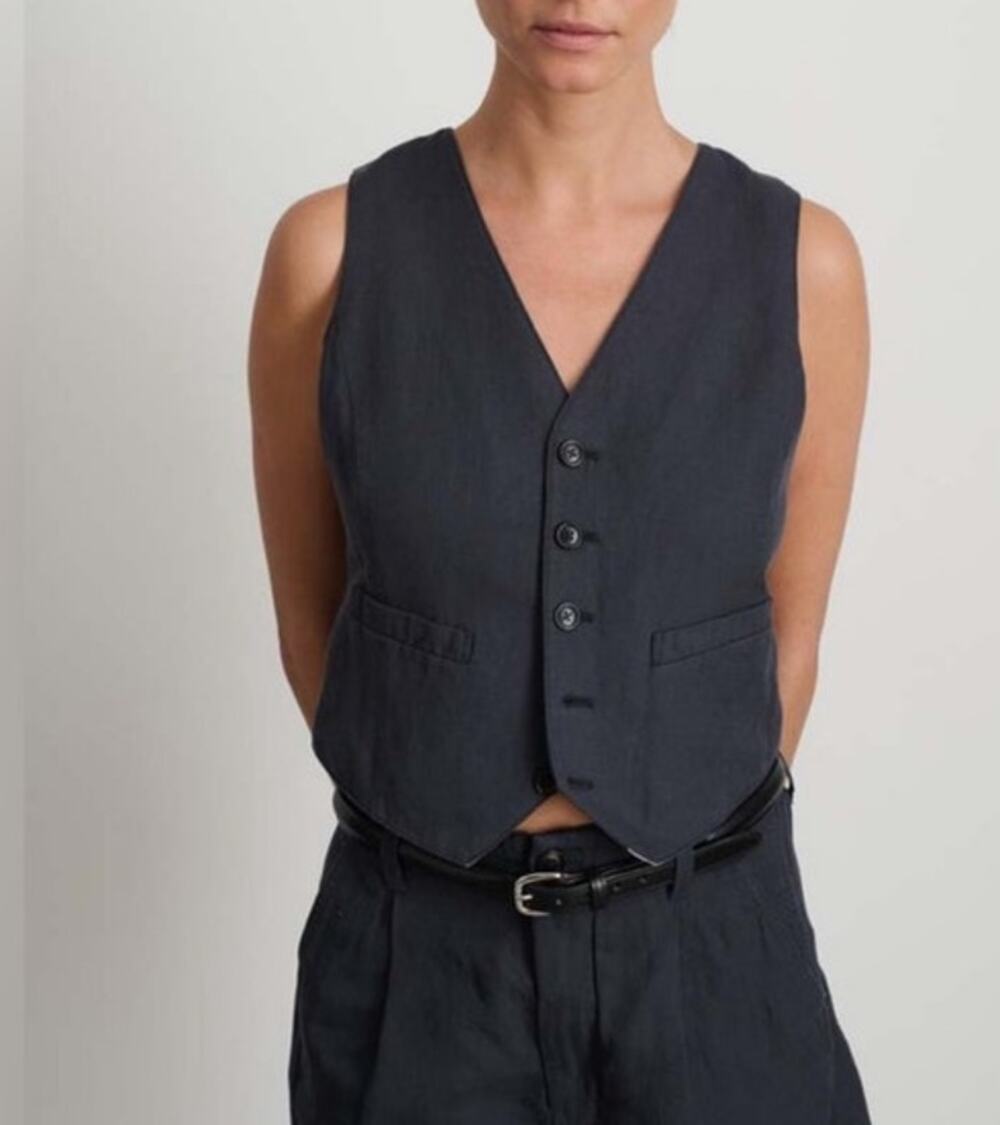 Alex Mill Kam Twill Vest in Washed Black Size Large NWOT